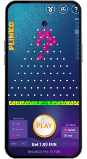 Multiple Plinko balls bouncing through pegs
