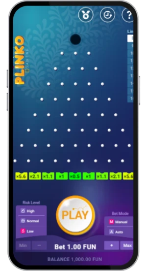 Plinko game start screen with 8 lines selected