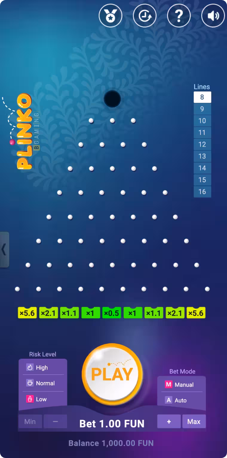 Plinko UK gameplay interface