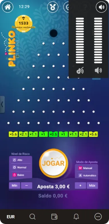 Plinko nível sonoro