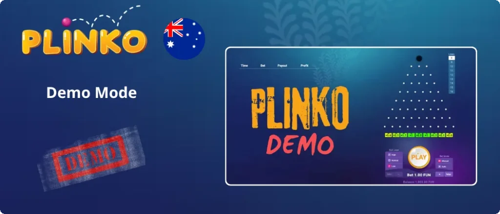 Plinko demo mode board with virtual credits, 16 rows and a play button