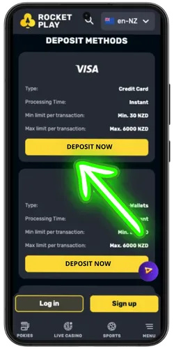 Mobile deposit screen with card and e-wallet options